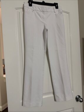 New York & Company White Tailored Straight-Leg Trousers